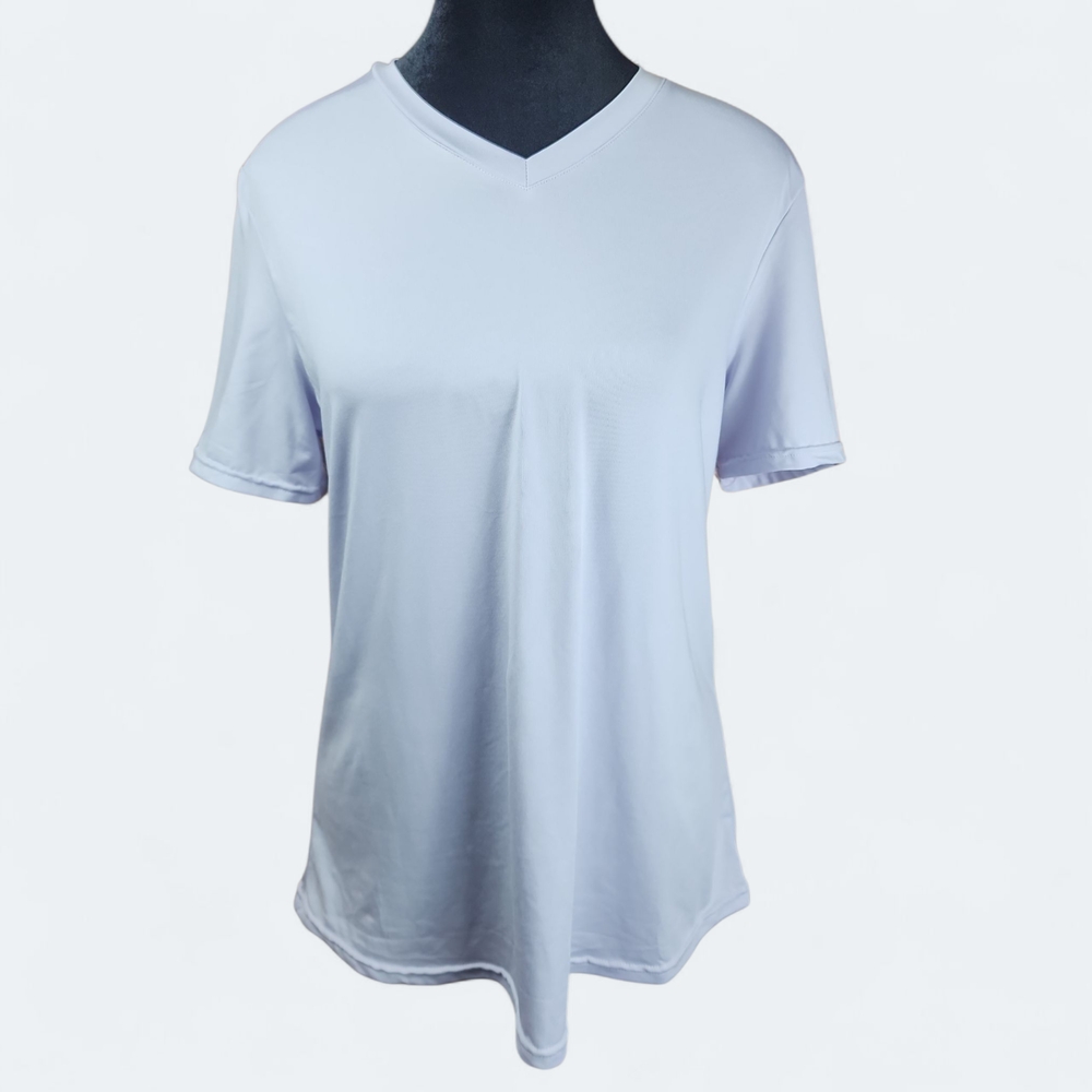 BODY GLOVEā | Pale Lavender Athleisure Workout Gym Short Sleeve V-Neck Tee | L